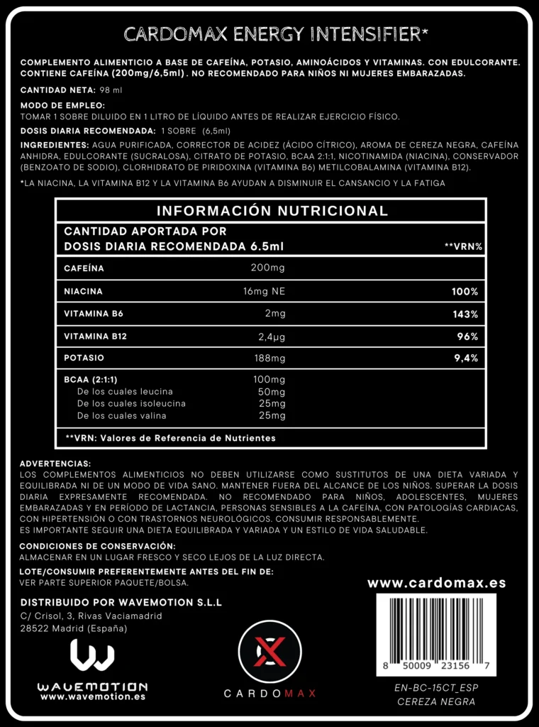 Composicion nutricional Energy Intensifier Cereza Negra