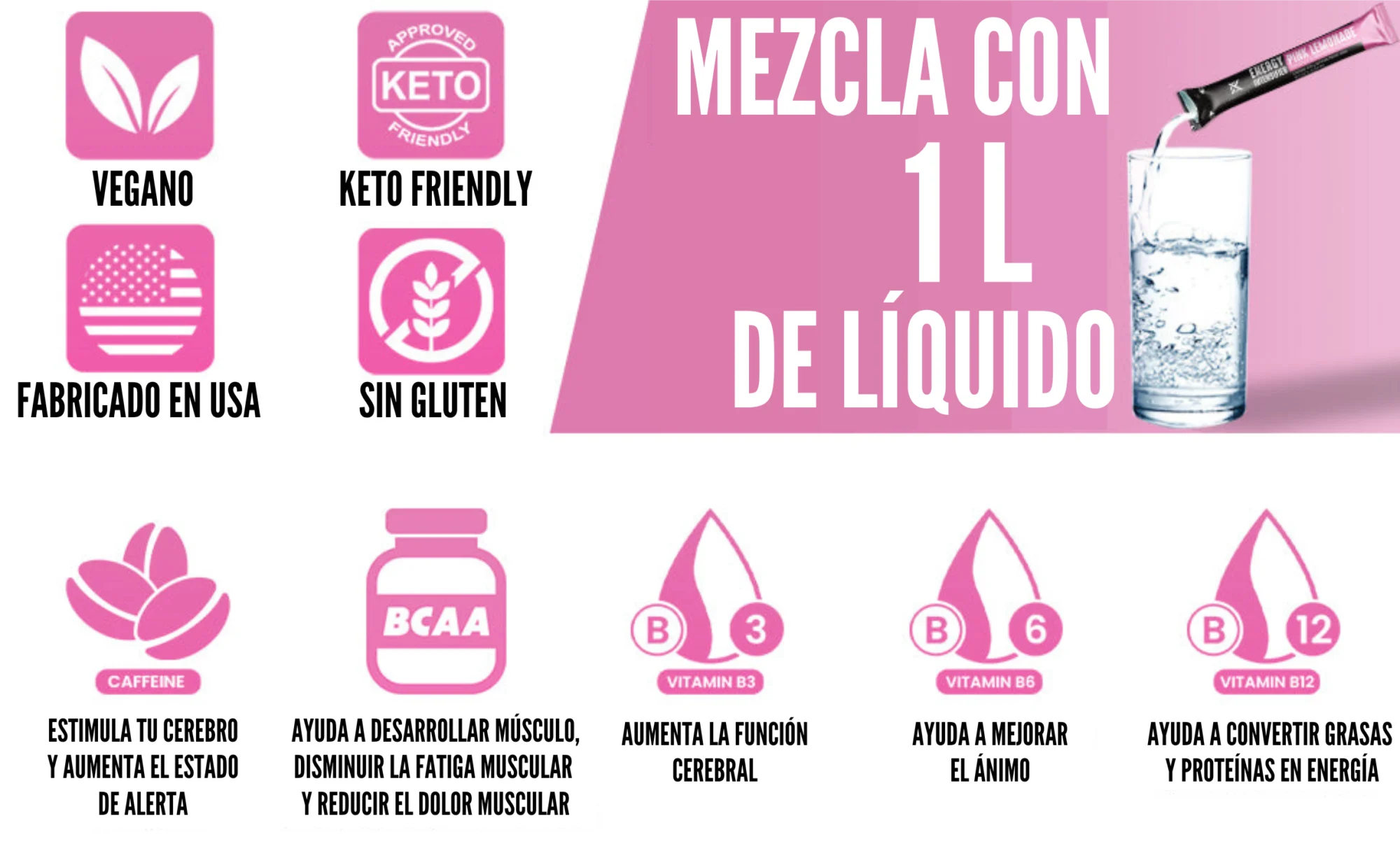 Cardomax suplemento energético limonada rosa